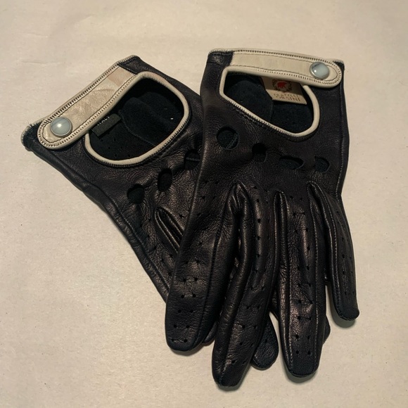fratelli orsini Accessories Fratelli Orsini Womens Black And White Leather Driving Gloves